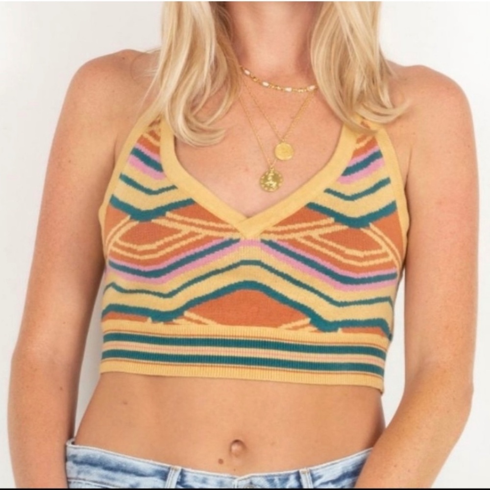 Free People Zeta Knit Halter in Tan Size Medium. NWT